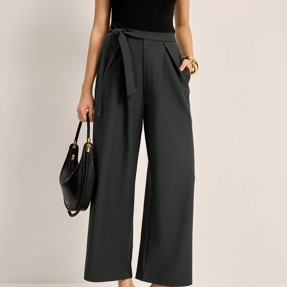 NWT Commense super high rise dark gray charcoal trouser pants size small medium - Picture 2 of 9